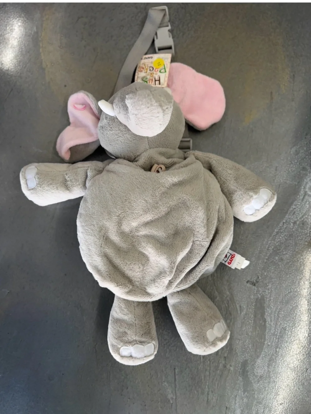 Plush Elephant Comfort Strap Accessory - Gray/Pink